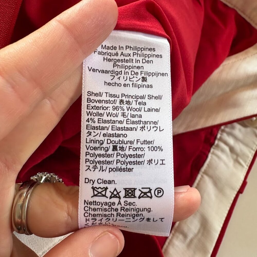 NWT J. Crew Wool Pant Trouser Red Italian Stretch Kaya Stretch Winter Holiday - Picture 14 of 16